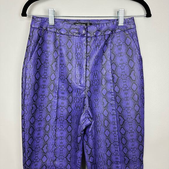 Nasty Gal Purple Faux Leather Snake Skin High Waist Pants Size 2 - Picture 9 of 11